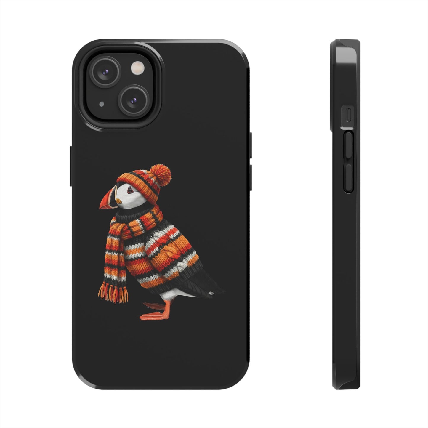 鳥のアートが描かれたパフィンの二層式iPhoneケース – 鳥類学者や鳥愛好家へのプレゼントに最適