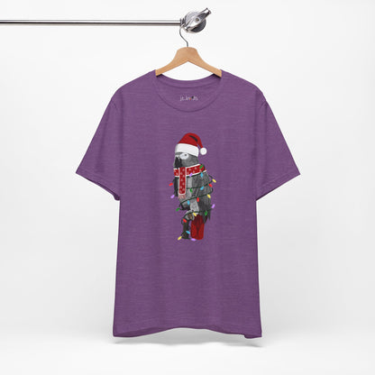 Grey Parrot with Fairy Lights Christmas Bird T-Shirt