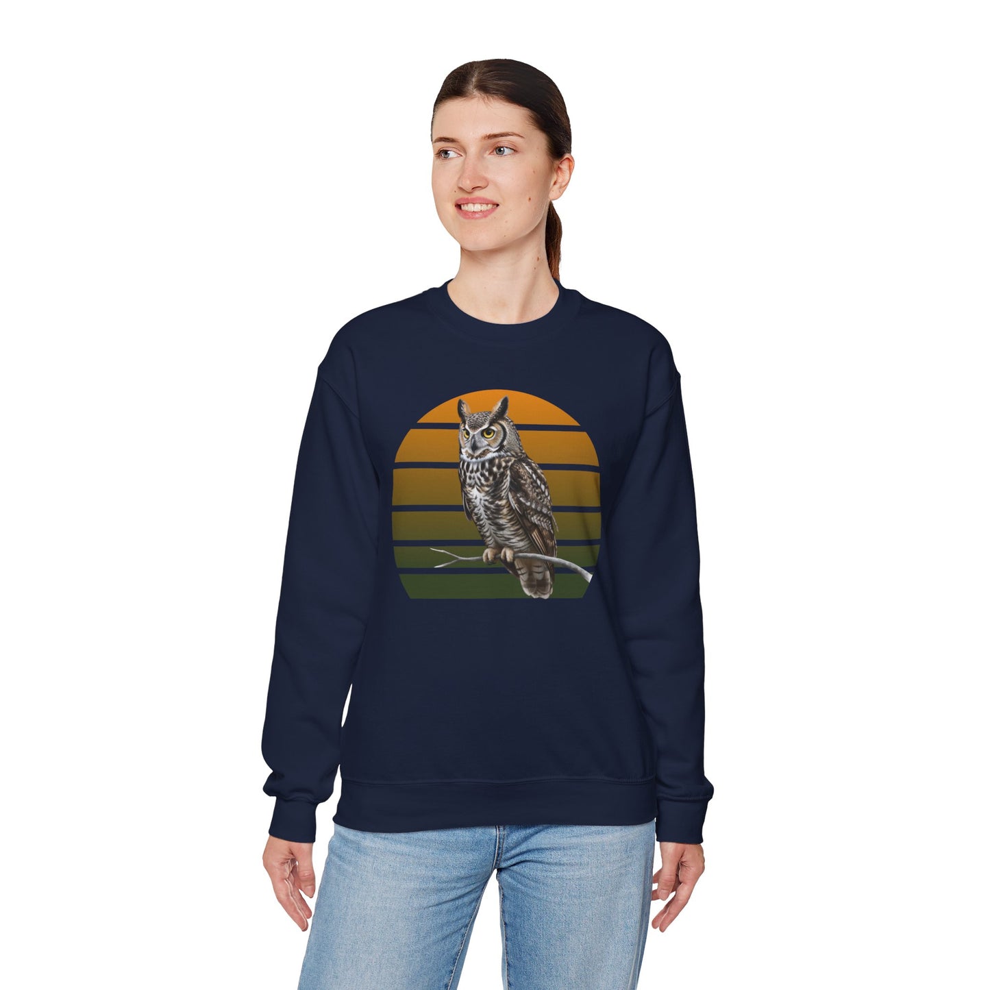 Great Horned Owl Sweatshirt | Unisex Bird of Prey Crewneck | Owl Lover & Birder Gift