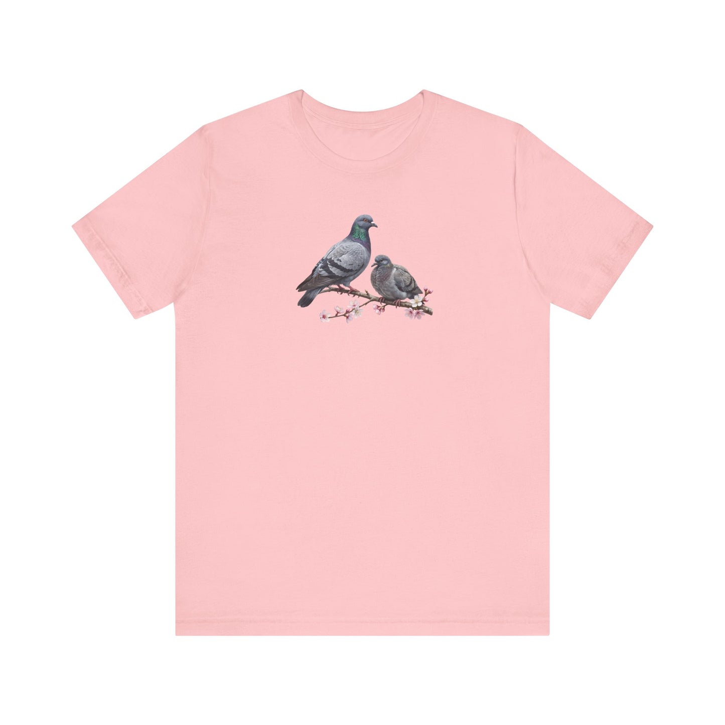 Taube & Jungvogel T-Shirt | Frühlingsblüten Vogelmotiv für Vogelbeobachter