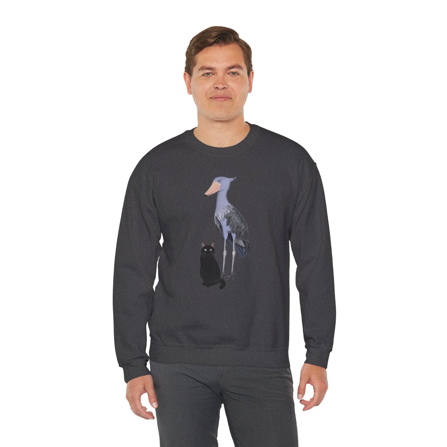 Black Cat with Shoebill Bird Cat Lover Sweatshirt