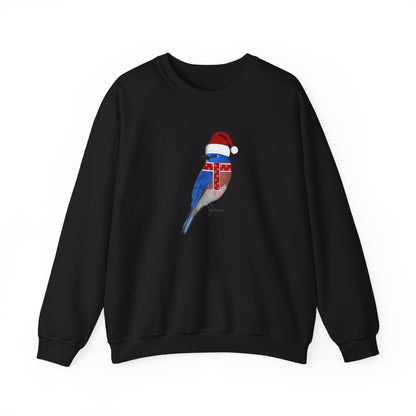 Bluebird with Christmas Hat Bird Birdwatcher Sweatshirt