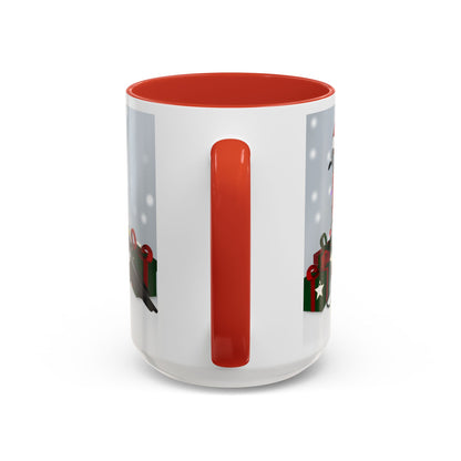 Pigeon with Christmas Hat and Scarf Snow Bird Coffee Mug