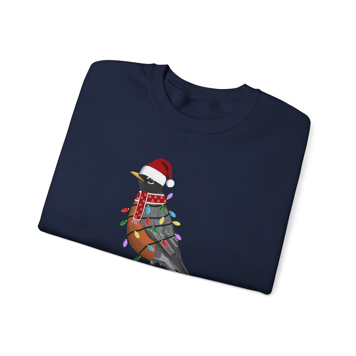 Robin with Fairy Lights Santa Claus Christmas Bird Sweatshirt