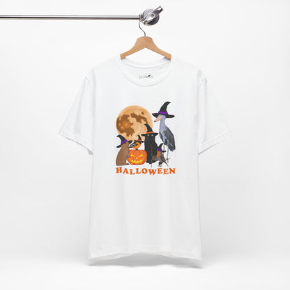 Baltimore Oriole Robin Shoebill with Cat and Bunny Halloween Bird T-Shirt