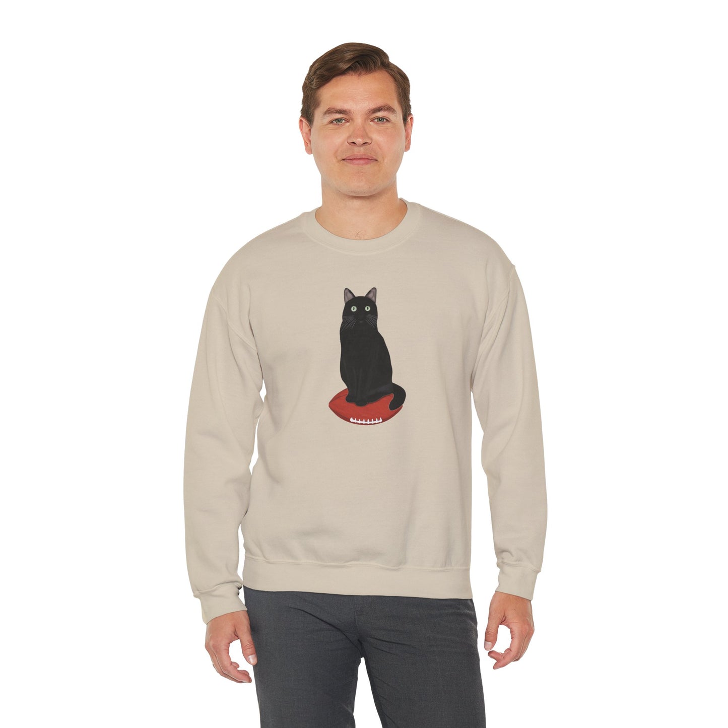 Black Cat with Football Cat Lover Sweatshirt