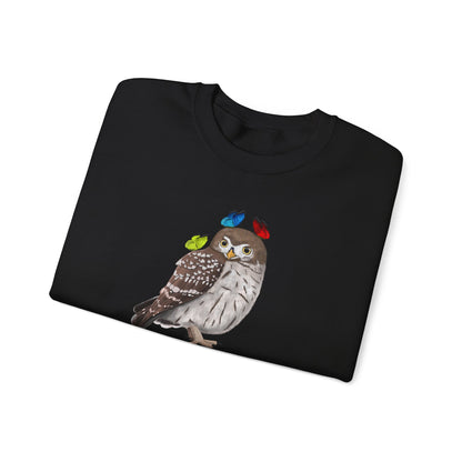 Little Owl with Butterflies Bird Birding & Birdwatching Sweatshirt