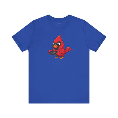Cardinal Playing Video Games Funny Gamer and Bird Lover T-Shirt