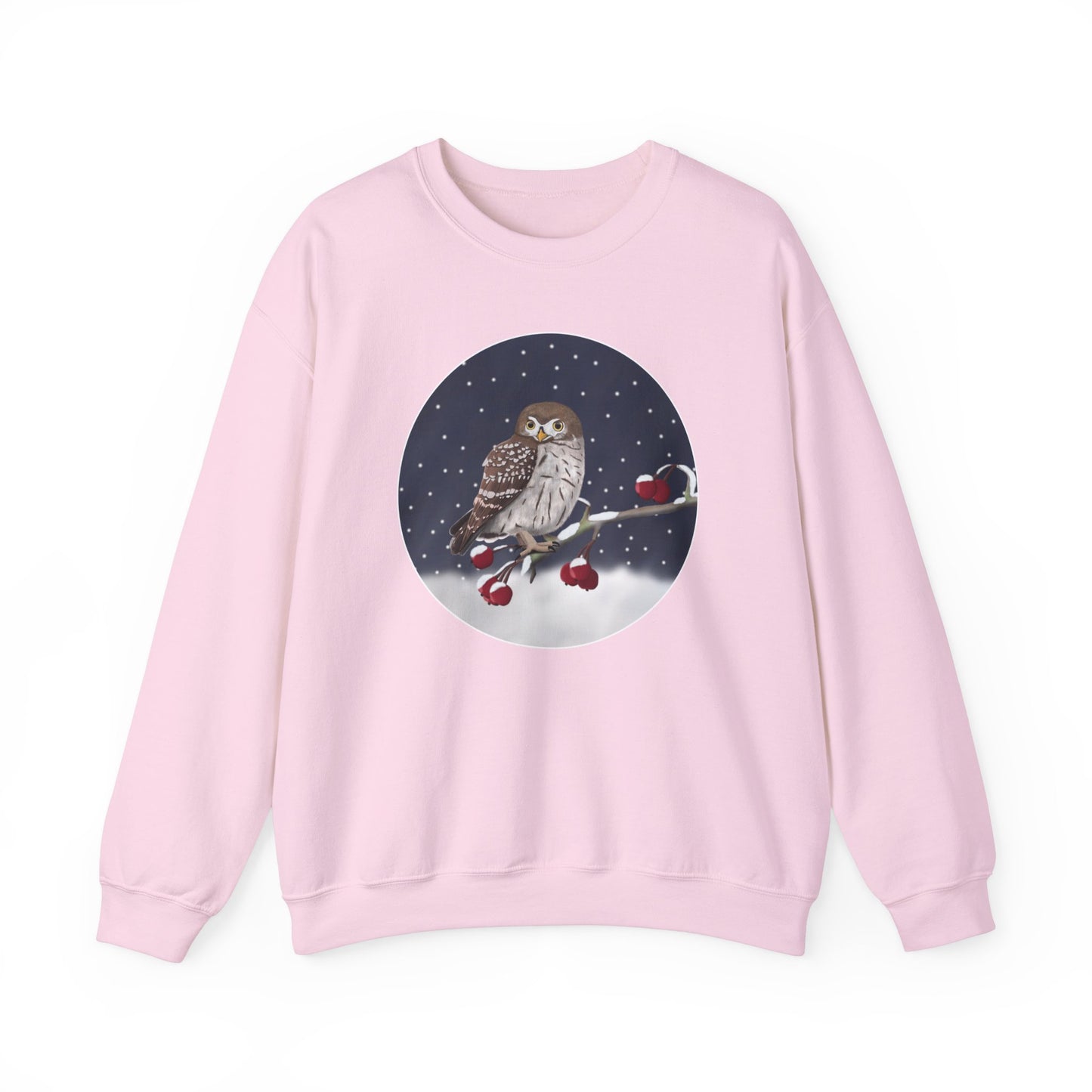 Owl on a Winter Branch Birdwatcher Christmas Bird Sweatshirt