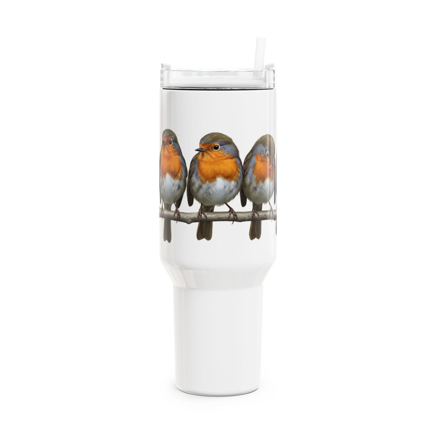 Rotkehlchen auf einem Ast Thermo-Tumbler 40oz (1,2L) – Edelstahl Isolierbecher für Vogelbeobachter