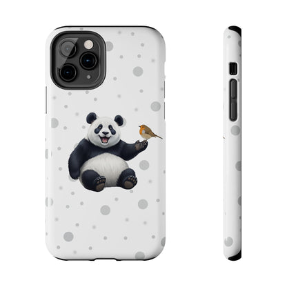 Cute Panda Bear with European Robin Animal iPhone Case - Dual-Layer PC/TPU Protective Cover for iPhone