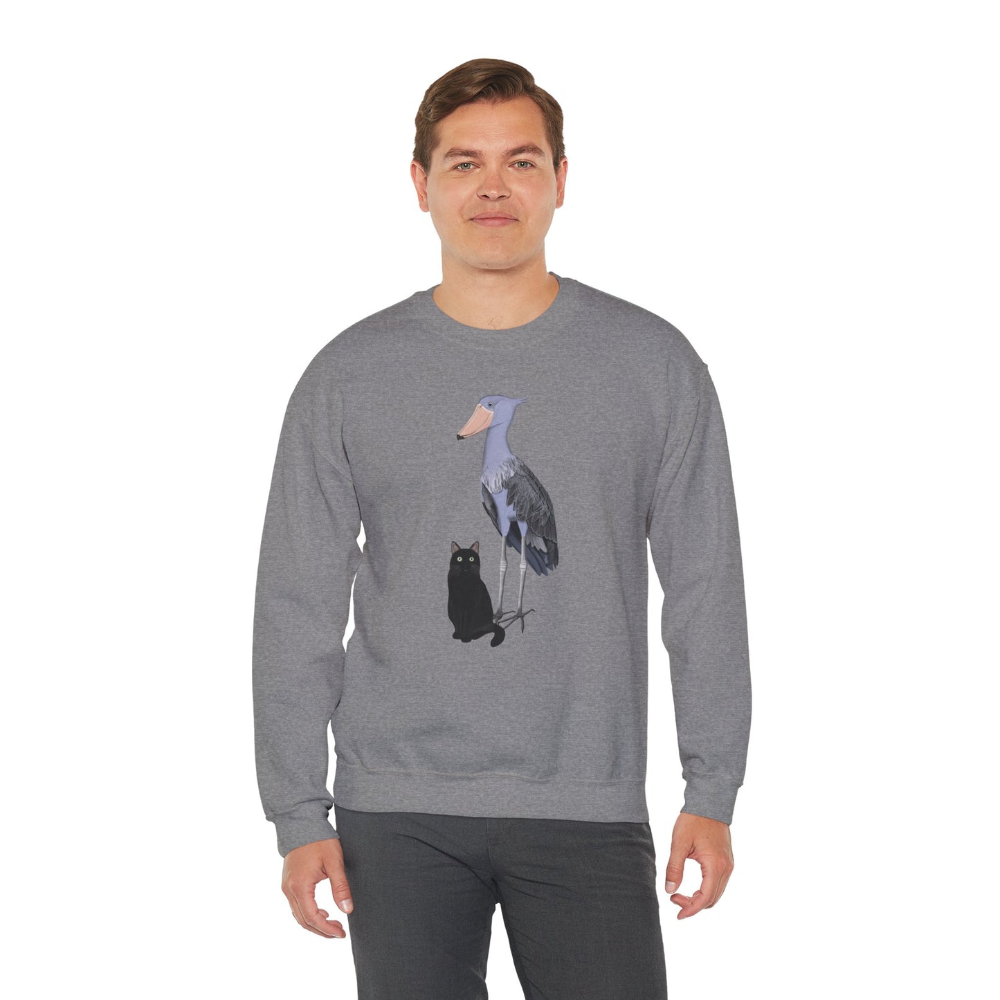 Black Cat with Shoebill Bird Cat Lover Sweatshirt