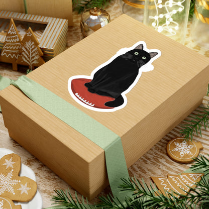 Black Cat with Football Cat Lover Sticker