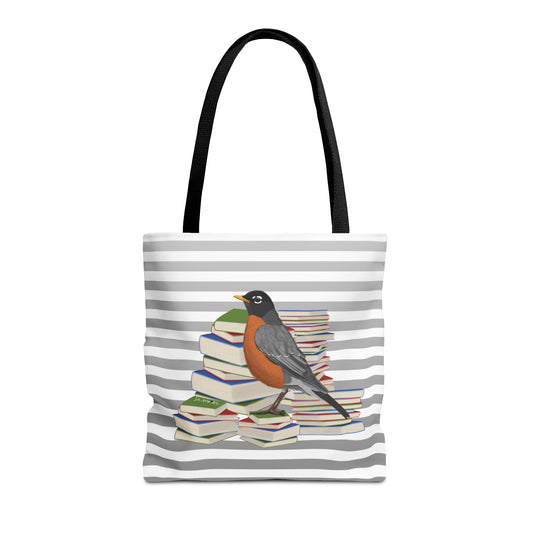 robin bird books tote bag