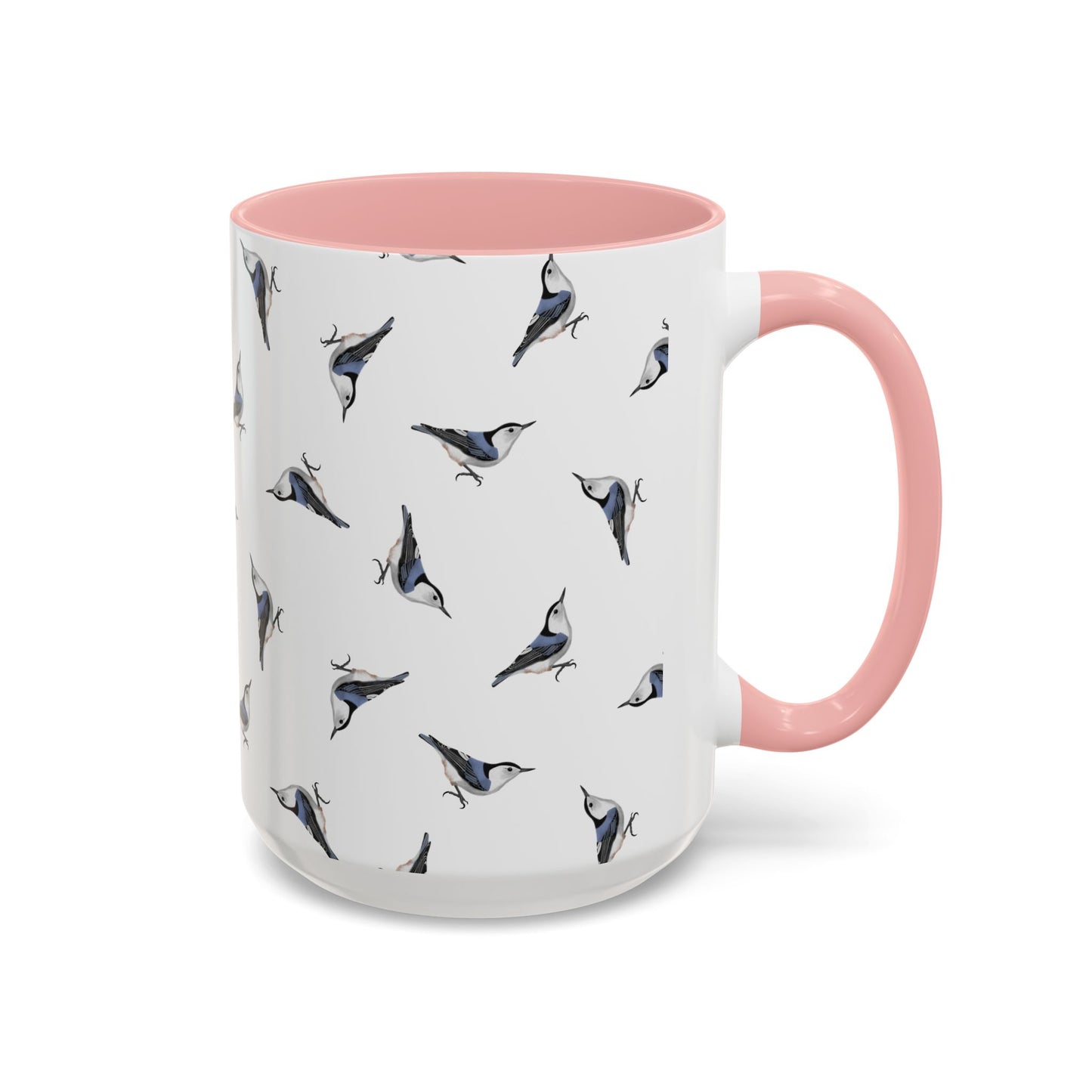 Nuthatch All-Over Pattern Accent Mug | Colorful Bird Lover Gift for Birdwatchers