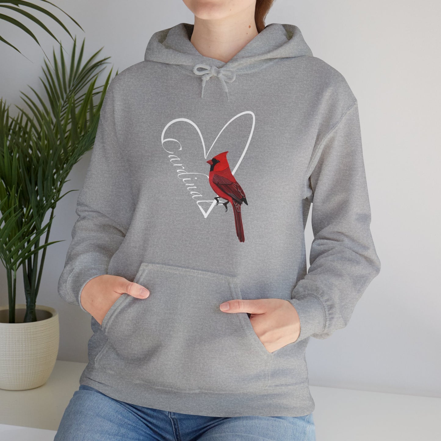 Cardinal Heart Bird Birdwatching Birdlover Hoodie