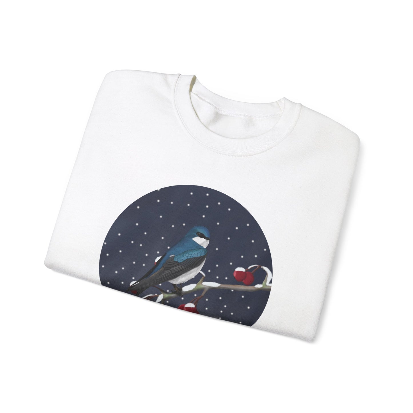 Tree Swallow on a Winter Branch Birdwatcher Christmas Bird Sweatshirt