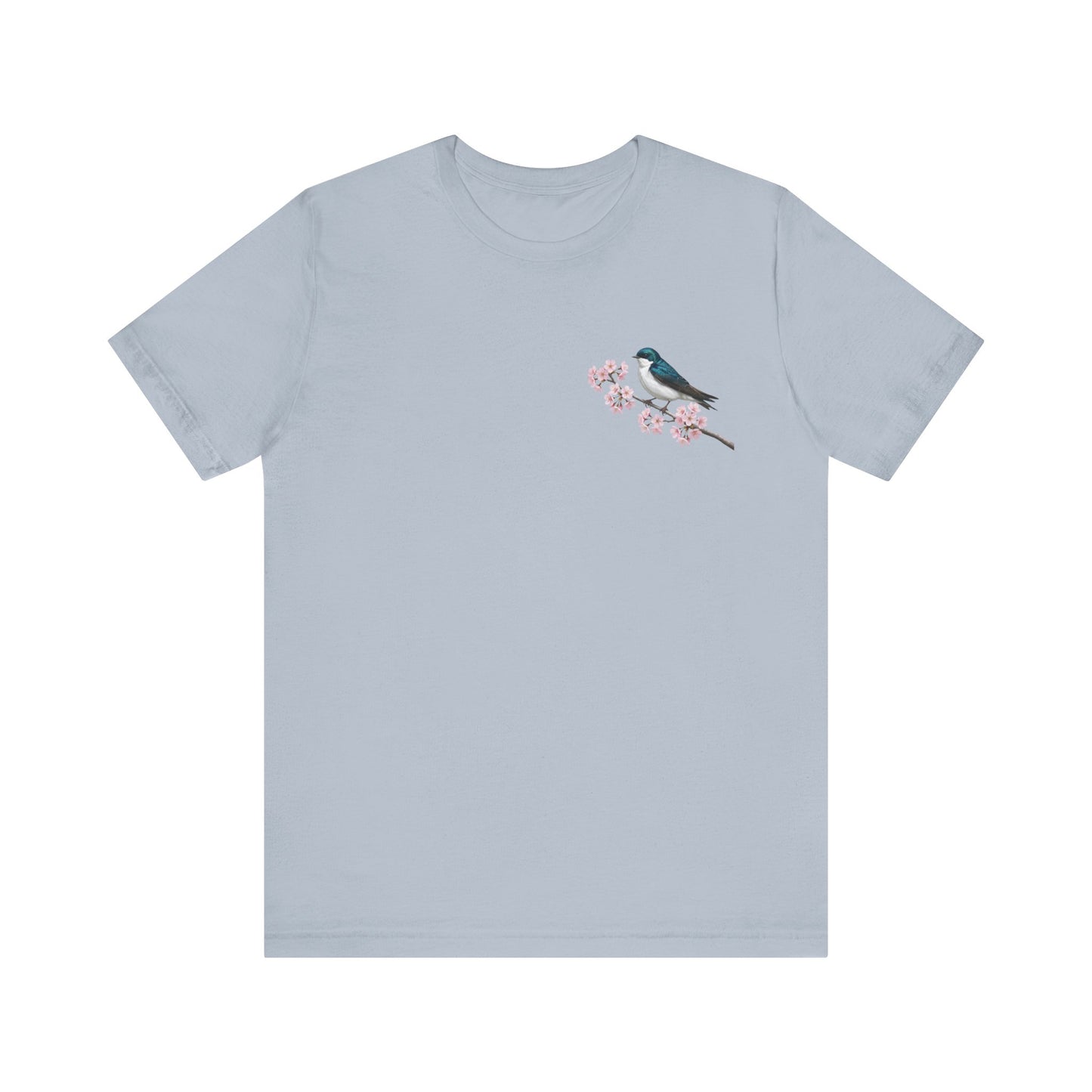 Tree Swallow Cherry Blossom T-Shirt | Floral Spring Tee for Bird Lovers