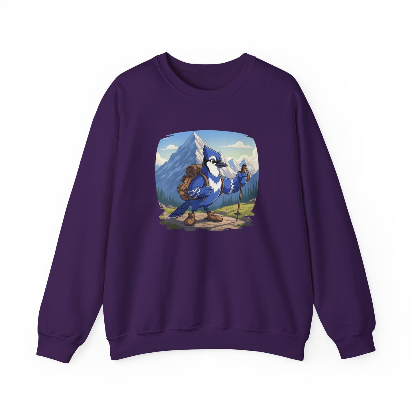 Blue Jay Hiking Sweatshirt Funny Blue Jay on a Hike Bird Watchers & Bird Lovers