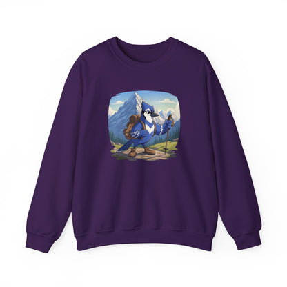 Blue Jay Hiking Sweatshirt Funny Blue Jay on a Hike Bird Watchers & Bird Lovers