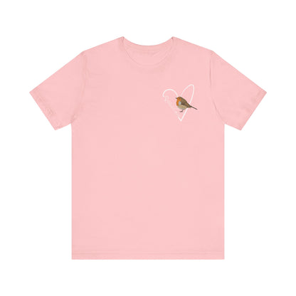 Rotkehlchen Vogel Singvogel T-Shirt mit Herz für Vogelfreunde