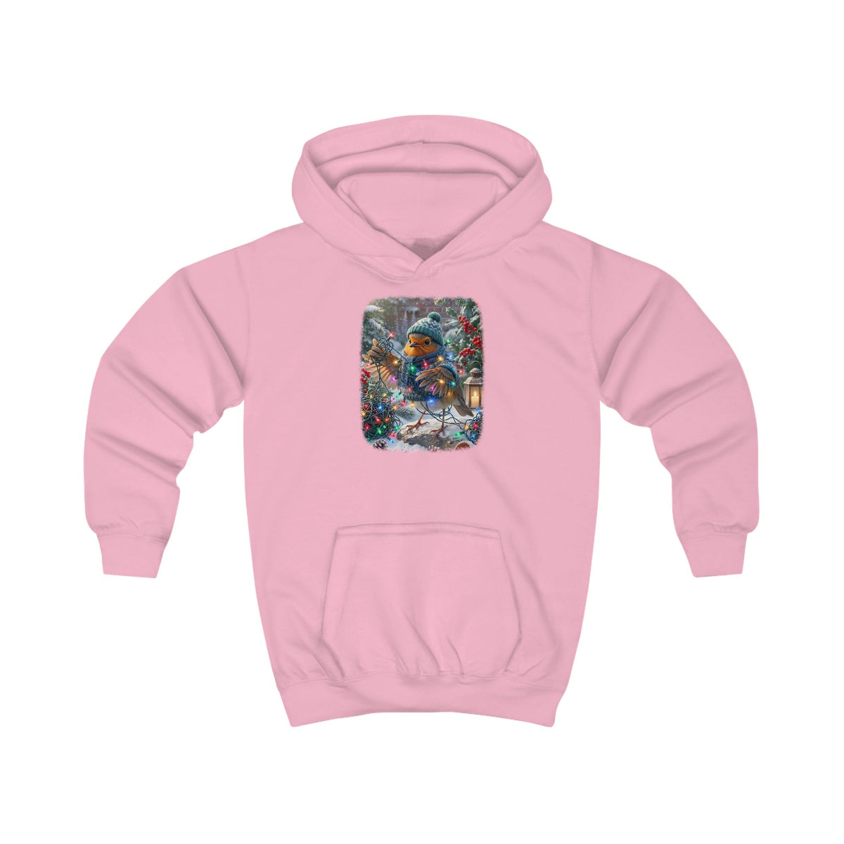 Kuscheliger Kinder Hoodie Winter-Chaos mit Rosi Rotkehlchen