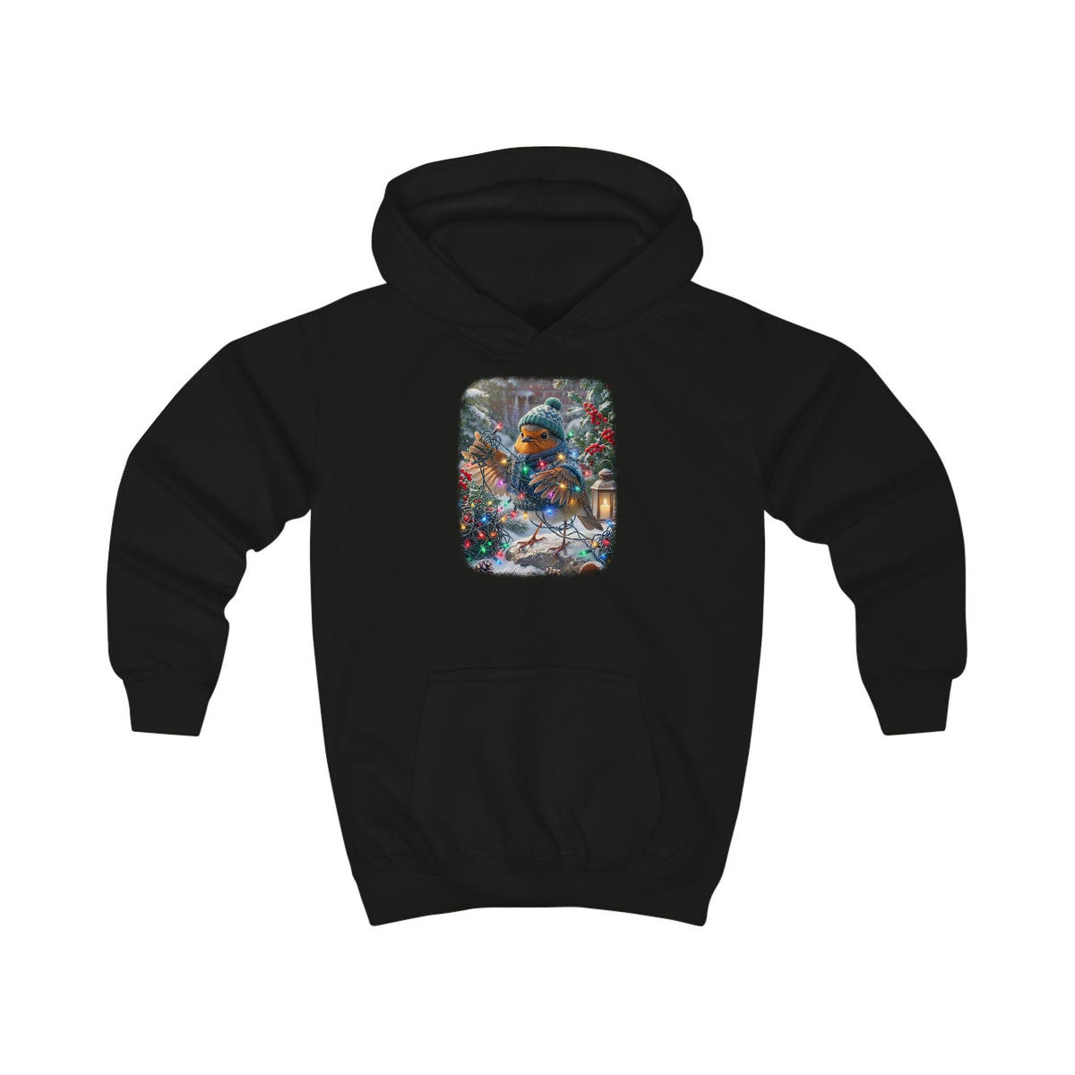 Kuscheliger Kinder Hoodie Winter-Chaos mit Rosi Rotkehlchen