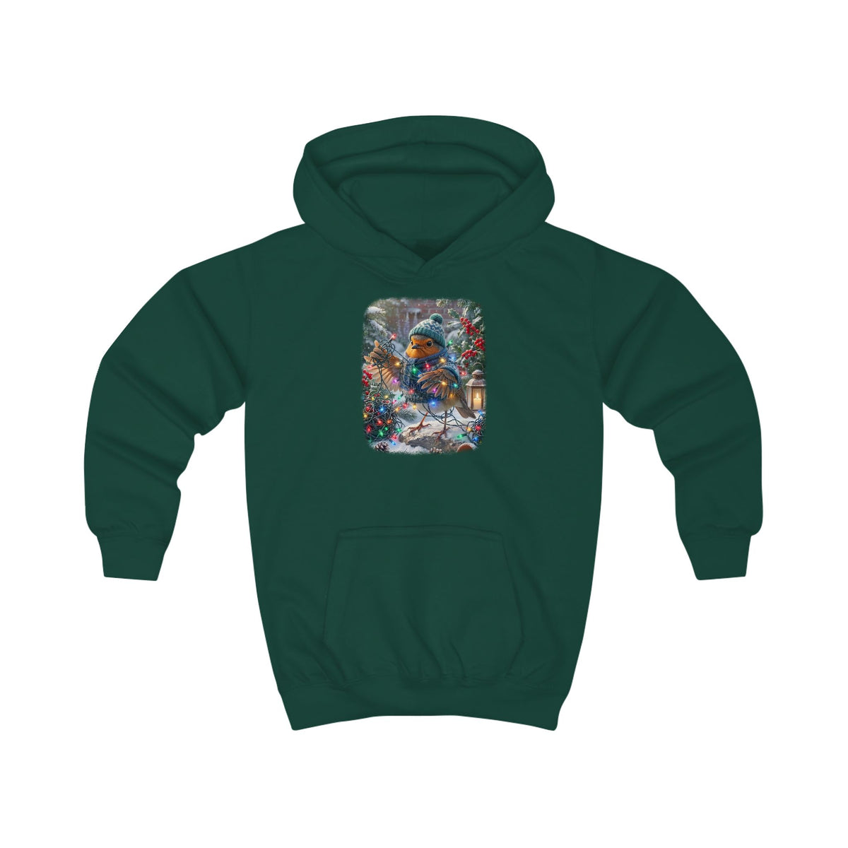 Kuscheliger Kinder Hoodie Winter-Chaos mit Rosi Rotkehlchen