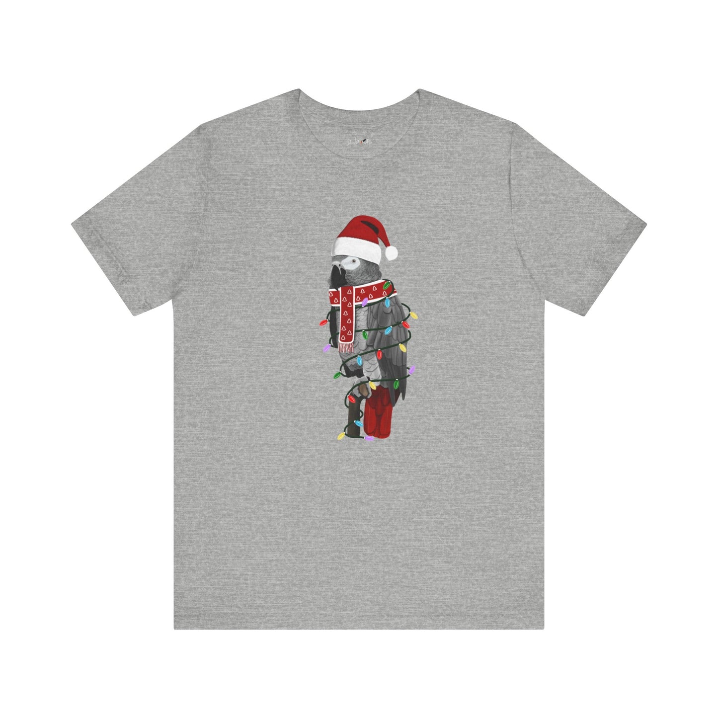 Grey Parrot with Fairy Lights Christmas Bird T-Shirt