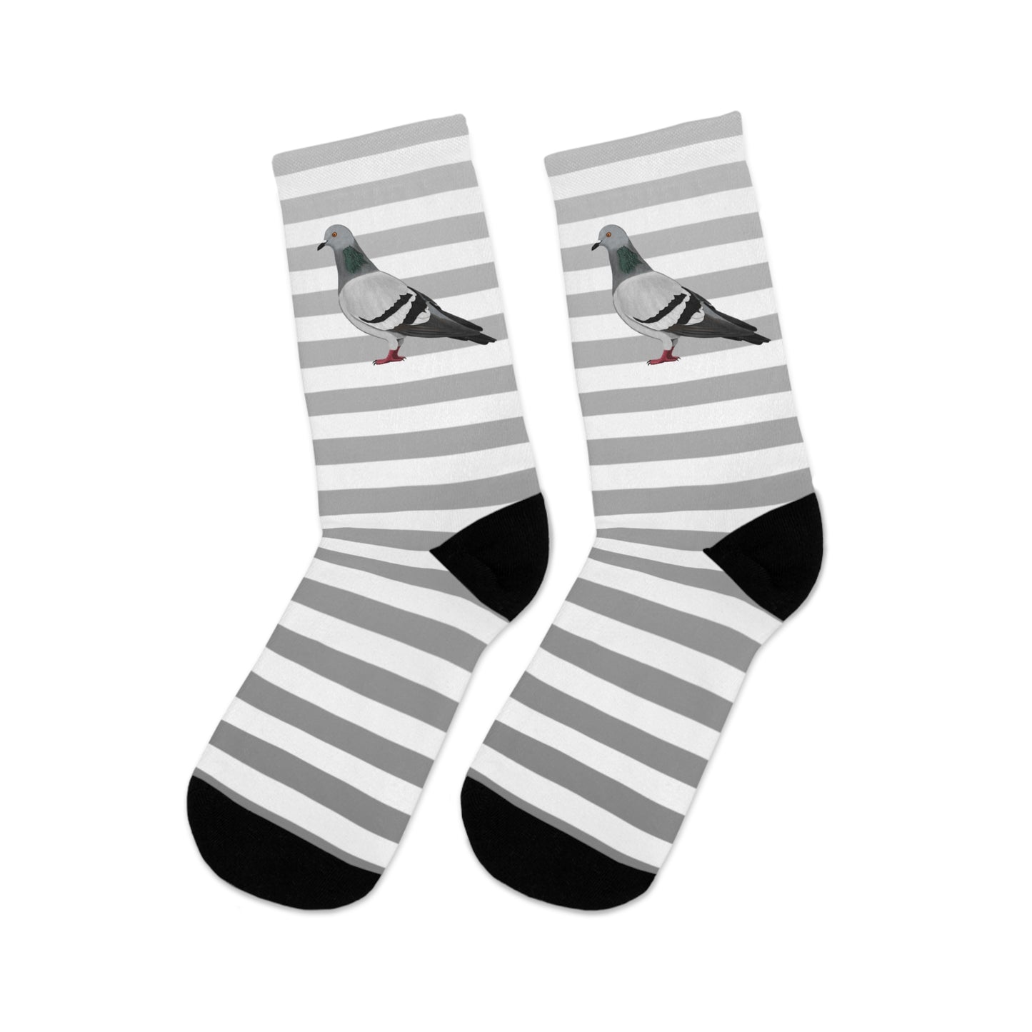 Pigeon Stripes Grey White Birding & Birdwatching Bird Socks