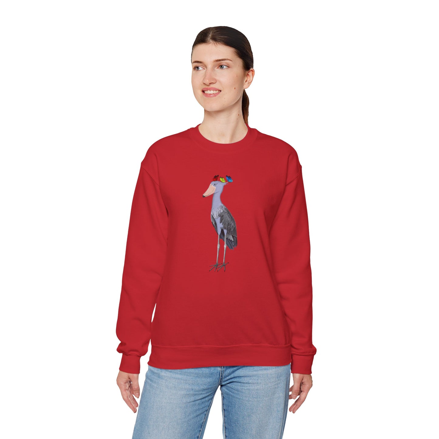 Shoebill with Butterflies Bird Birding & Birdwatching Sweatshirt