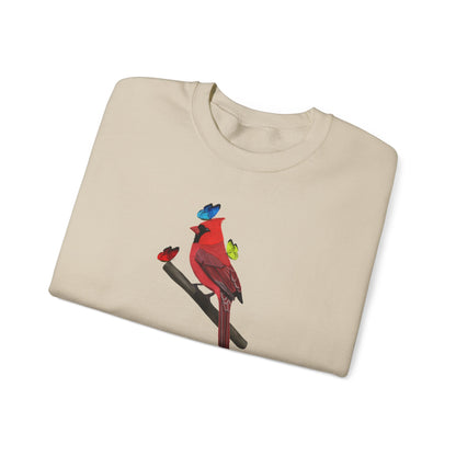 Cardinal with Butterflies Bird Birding & Birdwatching Sweatshirt