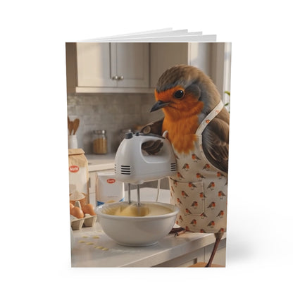 Rosi Rotkehlchen beim Backen Notizbuch A5 liniert als Rezeptbuch für Hobbybäcker und Tierfreunde
