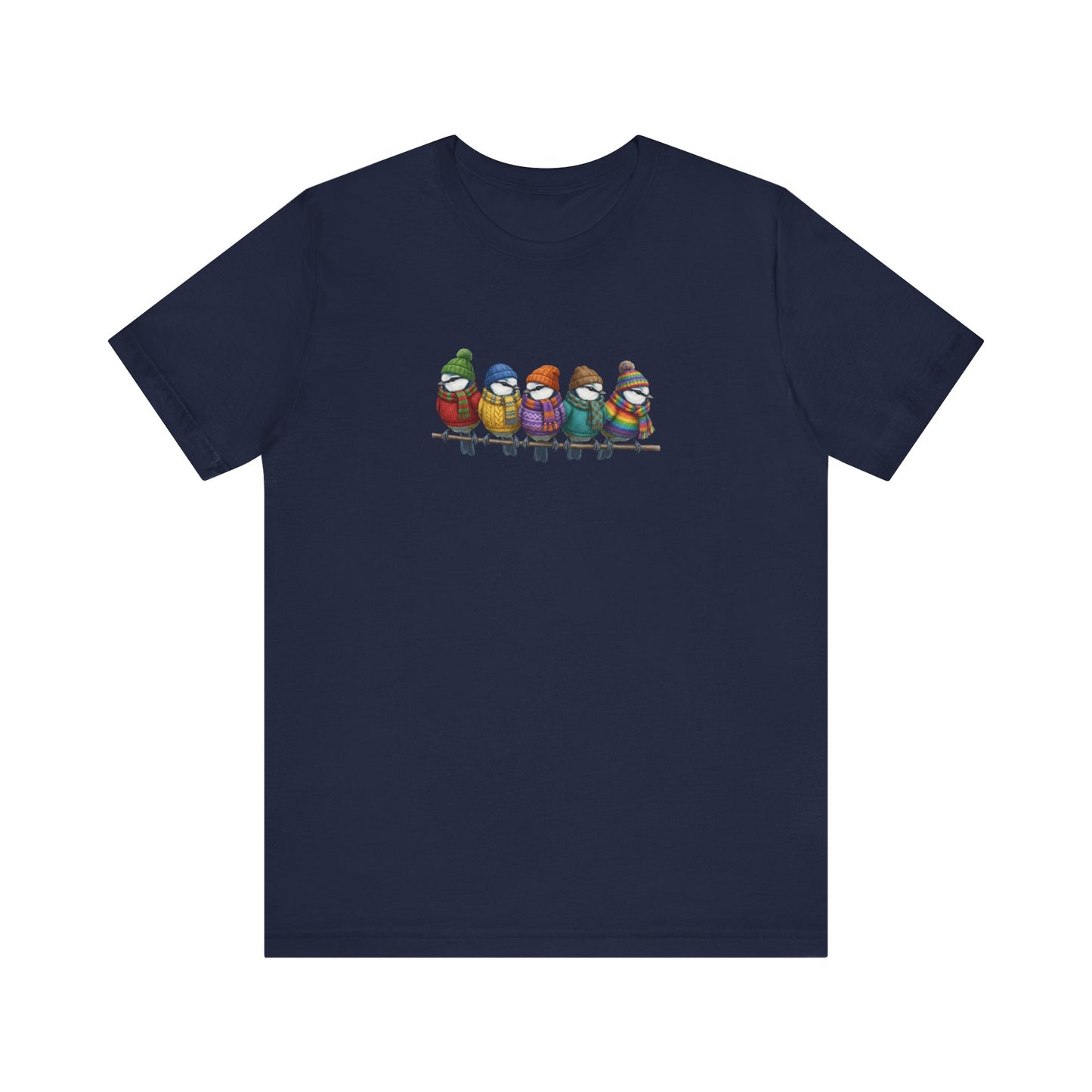 Blaumeisen in Strick T-Shirt – Weiches Premium Shirt mit Einzigartigem Vogelmotiv