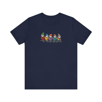 Blaumeisen in Strick T-Shirt – Weiches Premium Shirt mit Einzigartigem Vogelmotiv