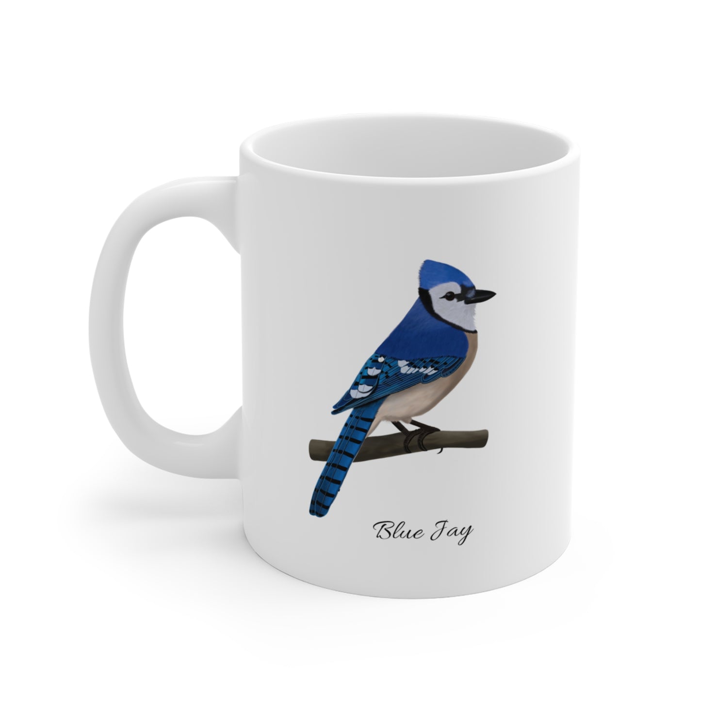 Blue Jay Bird Ceramic Mug Birdwatcher White