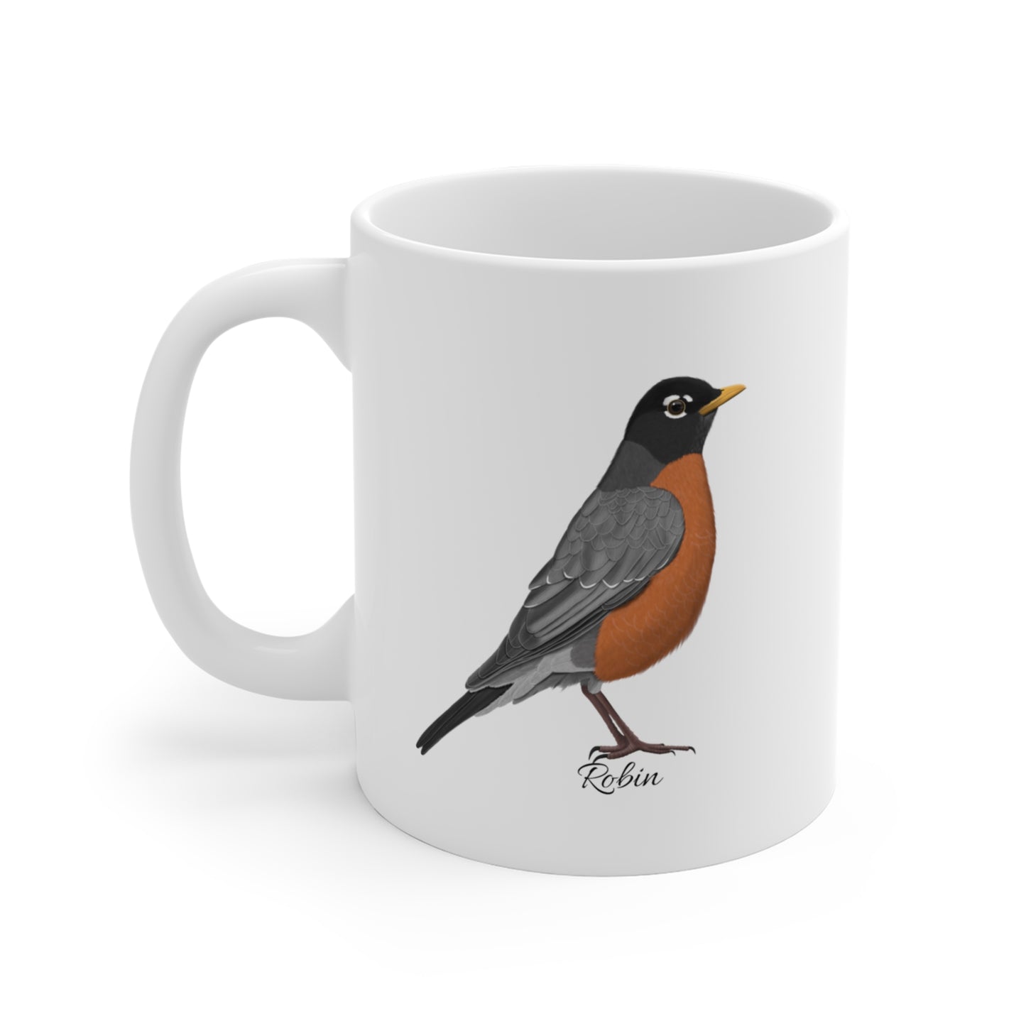 Robin Bird Ceramic Mug Birdwatcher White