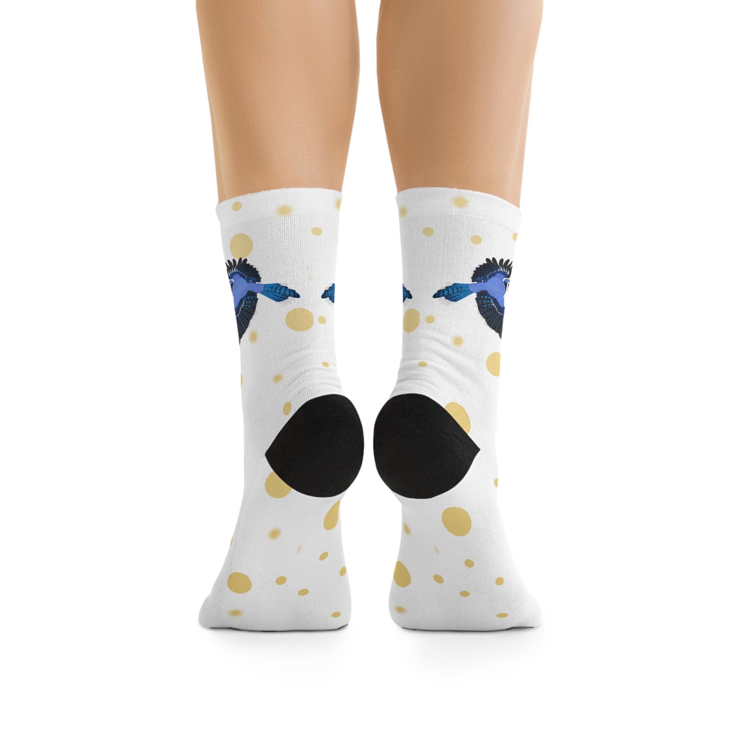 Blue Jay with Golden Dots Birding & Birdwatching Bird Socks White