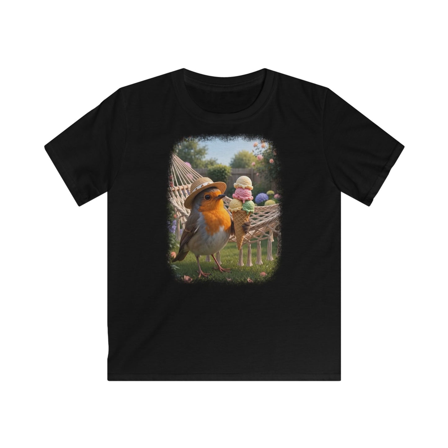 Premium Kinder T-Shirt Rosi Rotkehlchen und das Riesen-Eis