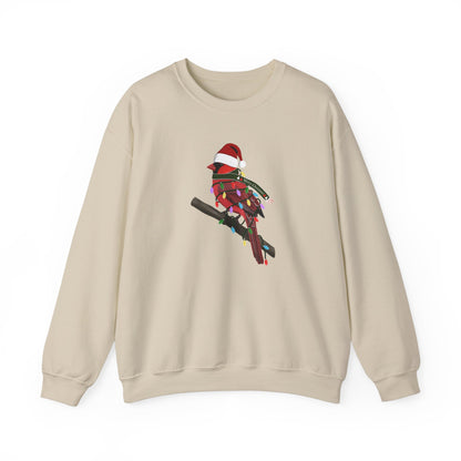 Cardinal with Fairy Lights Santa Claus Christmas Bird Sweatshirt