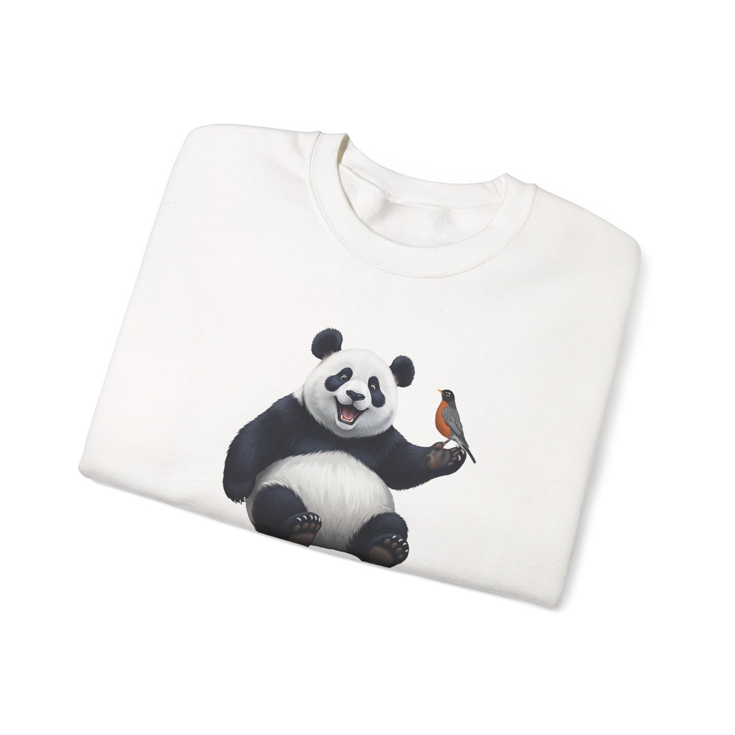Panda Bear with an American Robin Sweatshirt Bird & Animal Lover