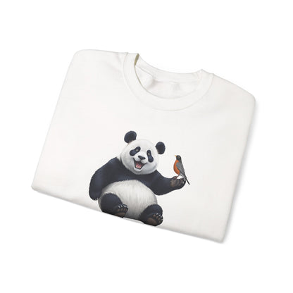 Panda Bear with an American Robin Sweatshirt Bird & Animal Lover