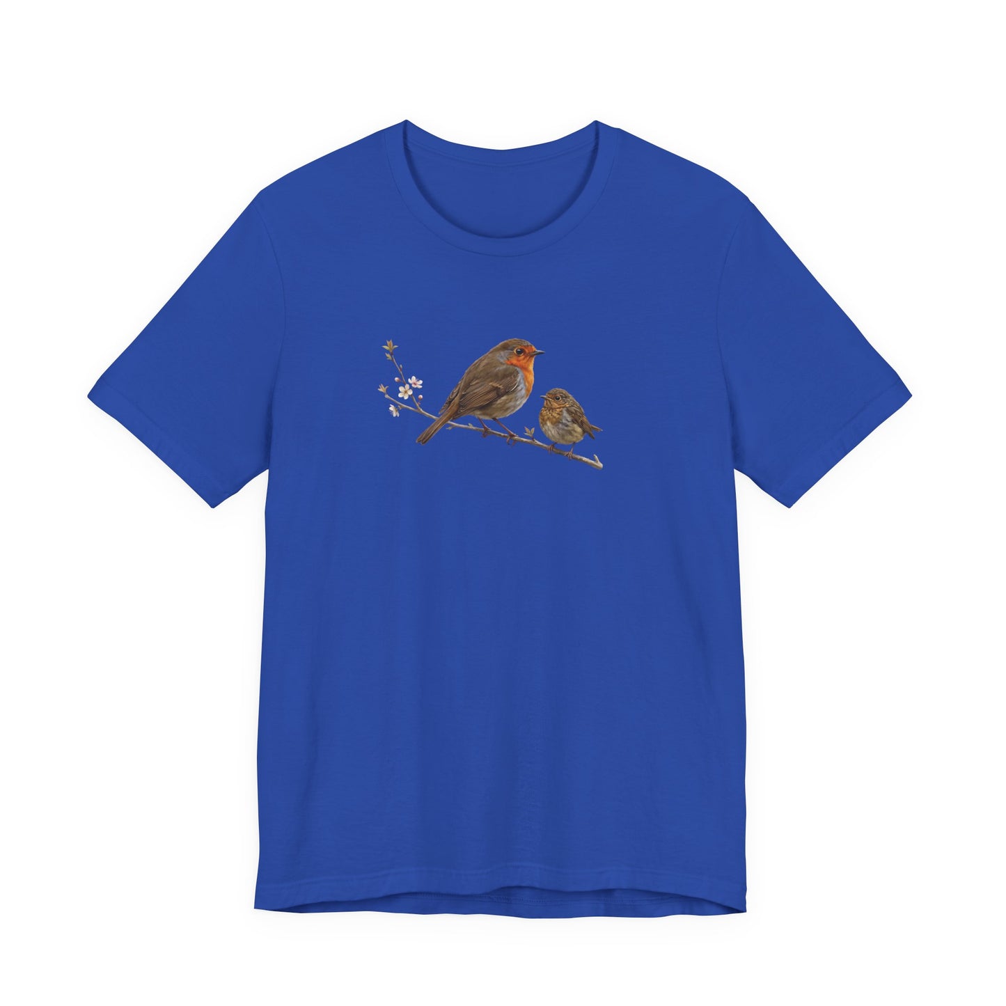 European Robin & Fledgling T-Shirt | Spring Blossoms Unisex Graphic Tee