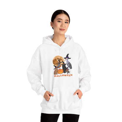 Robin Shoebill with Cat and Bunny Halloween Bird Hoodie