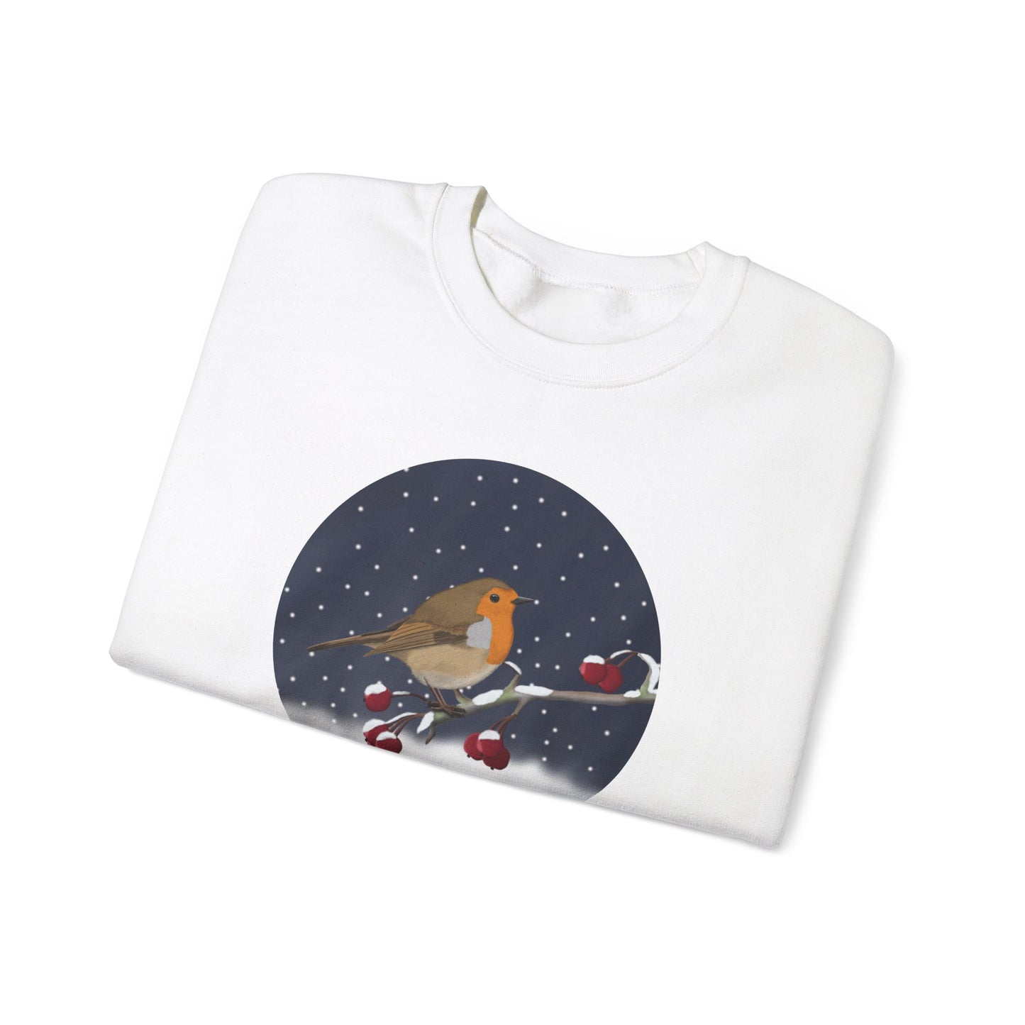 Robin on a Winter Branch Christmas Bird Sweatshirt