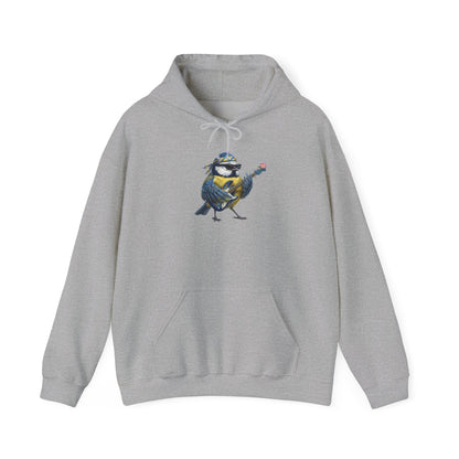Blaumeise mit Bass-Gitarre Hoodie – Lustiger Kapuzenpullover für Bassisten & Vogelfreunde