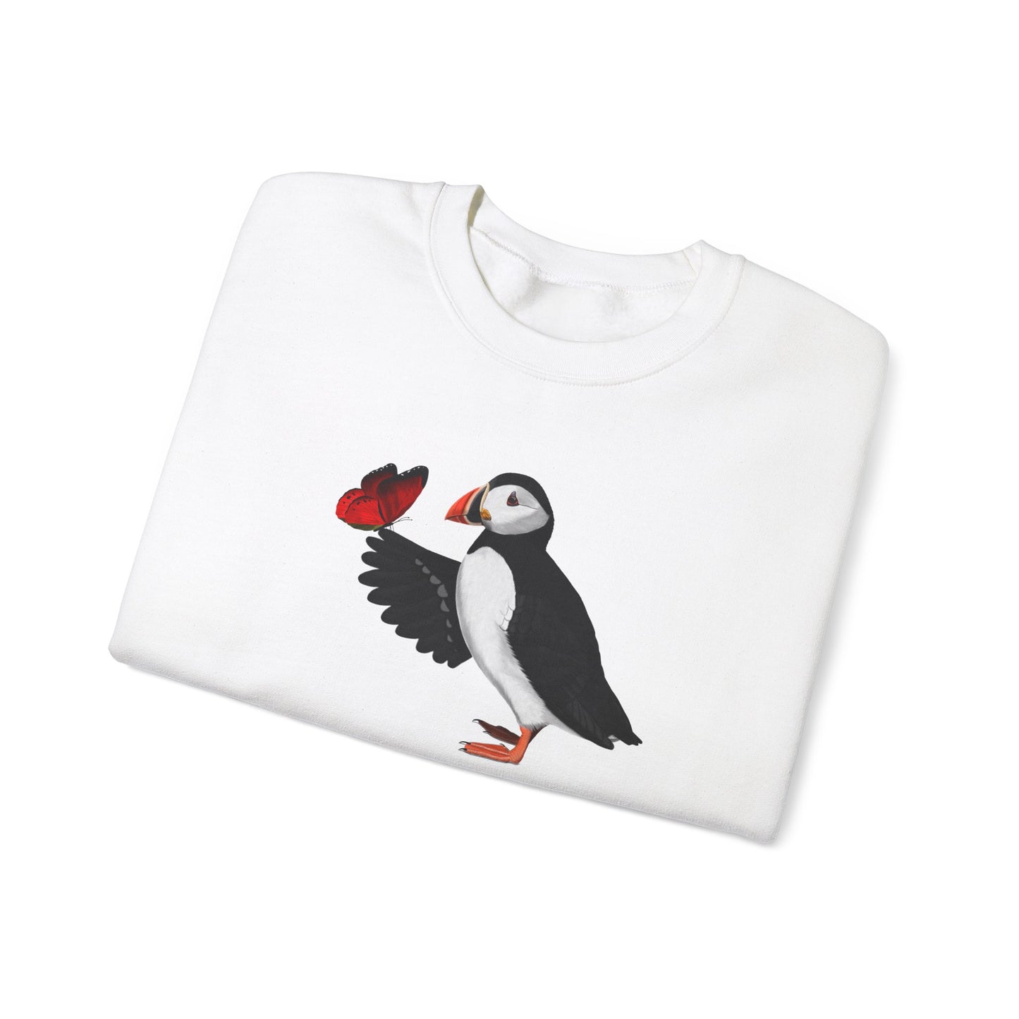 Puffin with Butterfly Bird Birding & Birdwatching Sweatshirt