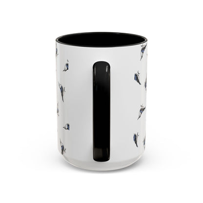Nuthatch All-Over Pattern Accent Mug | Colorful Bird Lover Gift for Birdwatchers
