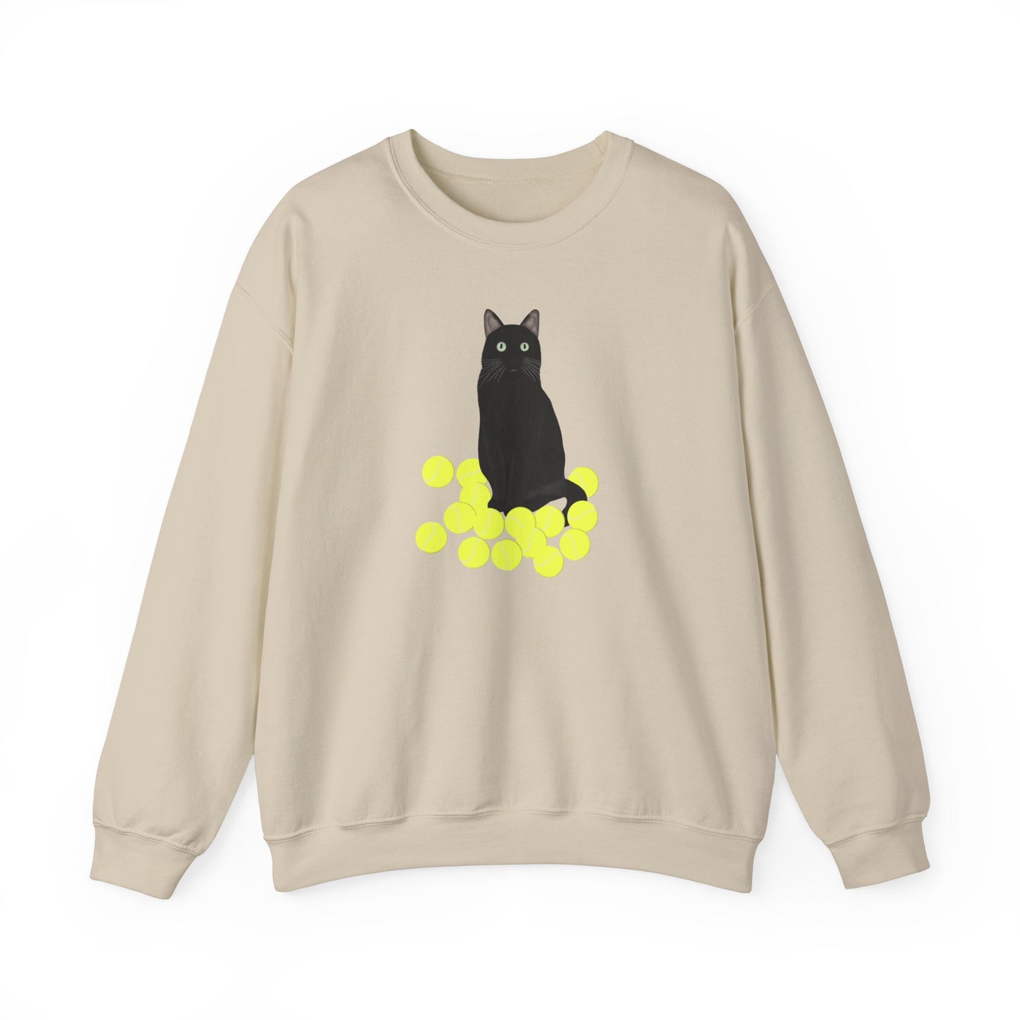 Black Cat with Tennis Balls Cat Lover Sweatshirt