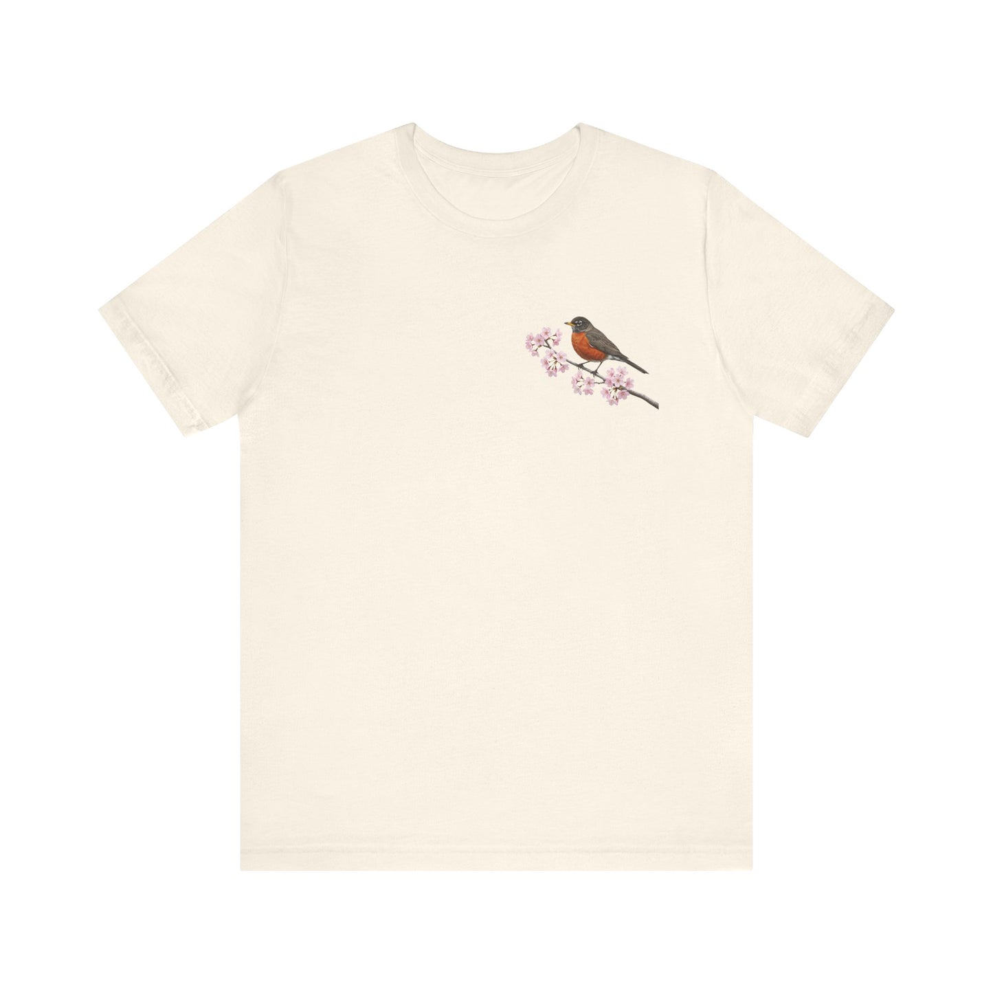 Wanderdrossel T-Shirt mit Kirschblüten | Florales Vogelmotiv für Vogelfreunde – bird graphic tee, Vogel